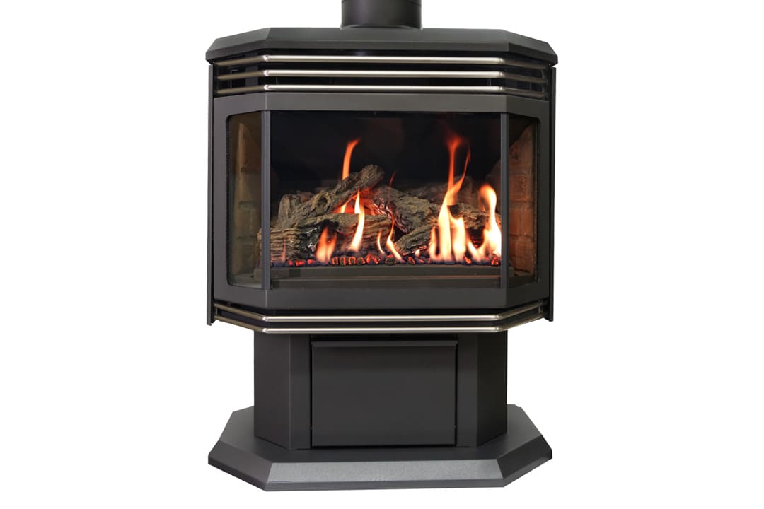 45 gas freestanfing stove nickel grills red bricks