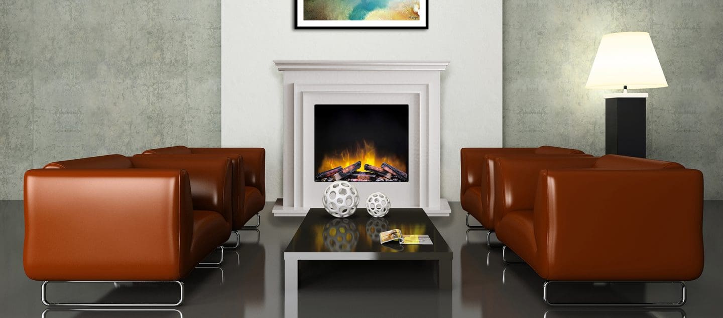 Modern interior with fireplace
