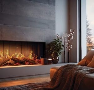 Modern fireplace on the livingroom